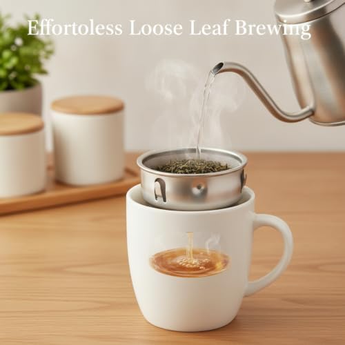 Stainless Steel Tea Infuser for Loose Leaf - Fine Mesh Strainer Fits Mugs & Cups (1.5-1.77 Inch Diameter) - Image 2