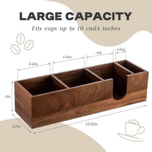 Novabright Acacia Wood Coffee Cup Holder for Countertop, Wood Color - Image 2