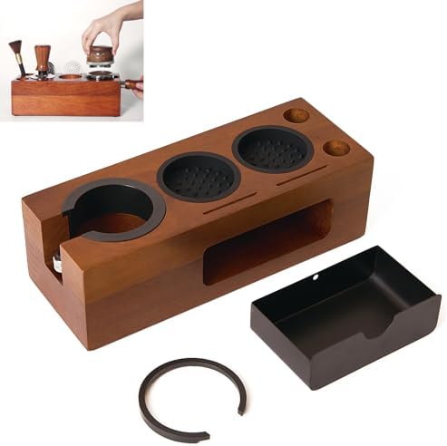 Wooden Espresso Tamping Station for 51-54mm & 58mm Portafilters by VOURMIO