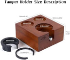 IKAPE Espresso Tamper Station, 51MM, 54MM, 58MM Wooden Coffee Tamper Holder Base, Espresso Tamp Mat Stand Fit for 51 to 58MM Espresso Accessories - Can be Adjustable Portafilters Stand Height - Image 2
