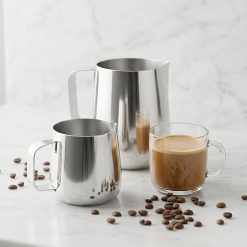 Ergonomic Handle Stainless Steel Frother Pitcher 300/420 / 600ML Milk Frothing Cup for Crafting Latte Art Hot Chocolate Coffee Frother Pitcher with Ergonomic Handle - Image 2