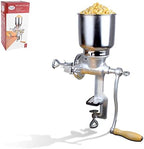 Alpine Cuisine Manual Cast Iron Coffee Grinder 17" High Hopper Multi-Purpose Mill for Corn Nuts Wheat Spices Seed Herbs Heavy Duty for Kitchen Homes & Restaurant, Silver by Aramco-Imports