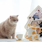 Ceramic Cat Tea Set,Cute Cat Paw Tea Mugs And Saucers Set Of 4,Perfect Cat Themed Gifts,Lovely Cat Decor,Tea Sets for Adults,Excellent Gift Idea For Cat Lovers (Orange, 4) - Image 6