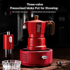 Bincoo Three-valve Espresso Maker Stovetop,2 Cups Camping Moka Pot Espresso Italian Coffee Maker,Rich Crema,Easy to Use (Red) - Image 3