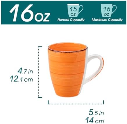 vancasso Bonita Set of 6 Stoneware Tea Coffee Cups 480 ml, Cold Colour Mug Set – Microwave Safe, Dishwasher, Multi-Coloured - Image 2