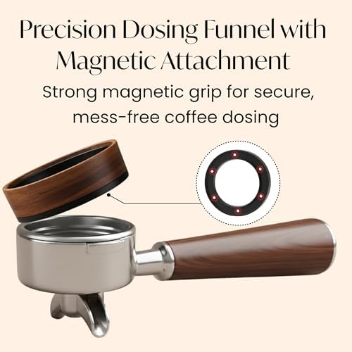 Espresso Accessories Kit for 54mm Portafilter – Premium Matching Barista Tools Set with Durable Aluminum and Real Walnut Wood – Espresso Tamper, WDT Tool and Magnetic Dosing Funnel – Black & Walnut - Image 5