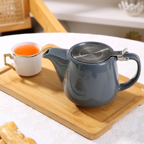 Ceramic Teapot With Stainless Steel Infuser, Heat Resistant, Perfect Tea Maker, Gray Teapot 500ml/17oz - Image 6