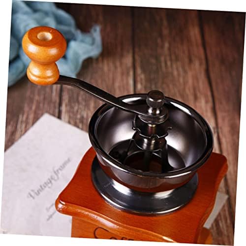 Vintage Manual Coffee Bean Grinder, Wooden Hand Crank Grain Mill - Image 5