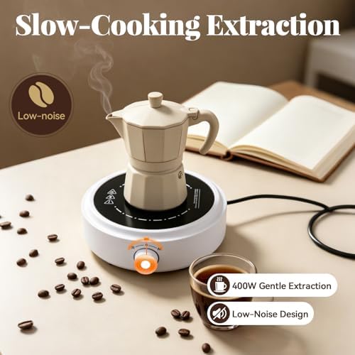752-932℉ Electric Mini Stove, Portable Hot Plate, Electric Heater with Adjustable Power for Teapot/Kettles/Ceramic/Glass Kettle, Electric Stove for Boiling Water, 2 Setting 400-700w (White) - Image 3