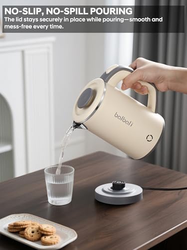 Portable Electric Kettle, 24oz Mini Travel Kettle for Camping & Office, 600W Fast Boiling, Compact Personal Small Kettle with Auto Shut-Off, Stainless Steel Interior, Beige - Image 7