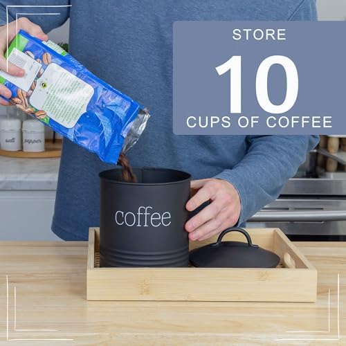 AuldHome Design Enamelware Black Coffee Canister; Modern Farmhouse Style Coffee Storage for Kitchen - Image 5