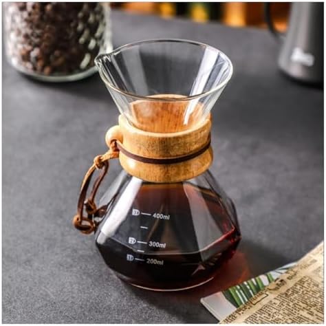 Brewed Coffee Pot With Filter Pour Over Maker,Glass Coffee Pot With Stainless Steel Filter Drip Brewing Hot Brewer Hand(400ml) - Image 7