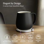 Ui+ Self-Heating Mug Set – Inkstone Black | 18 fl oz / 532 mL Ceramic Coffee Mug Warmer, Infrared Temperature Control Heating Mug with OHOM Pad Max for Coffee & Tea - Image 5
