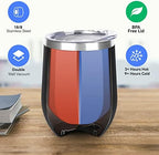DOMICARE Stainless Steel Wine Tumbler Bulk with Lid, Personalized Insulated Tumblers Set, 12oz Travel Coffee Cups Pack of 8, Black - Image 2