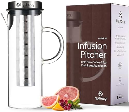 Hydracy Cold Brew Coffee Pitcher,Borosilicate Glass Iced Tea Maker 52oz by Hydracy