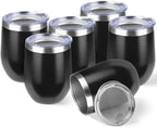 StarSpeed 12oz/6 Pack Insulated Wine Tumbler with Lid,Black by StarSpeed