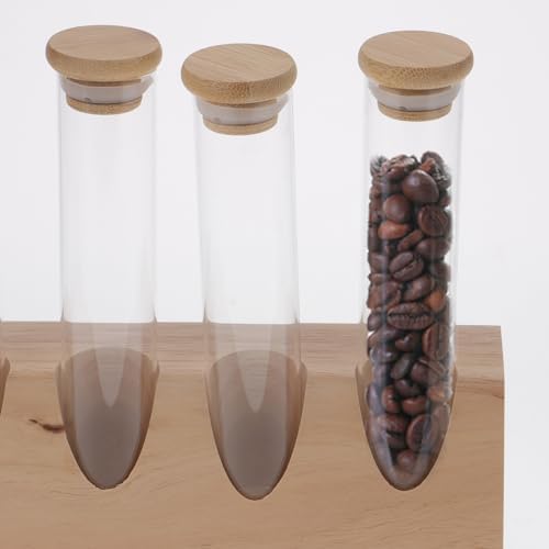Hemobllo Coffee Bean Glass Jar with Wood Stand 70ml for Kitchen Storage - Image 5