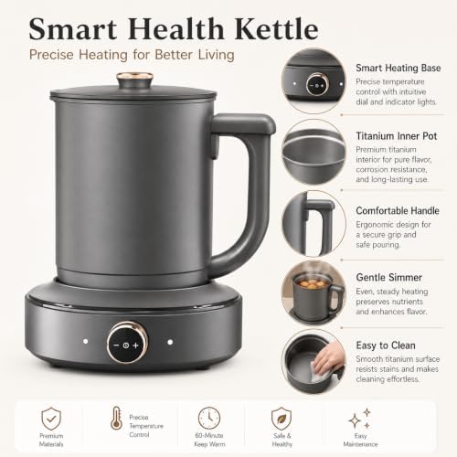 Pure Titanium Electric Kettle 1.5L,Health Tea Pot with Temperature Control - Image 4