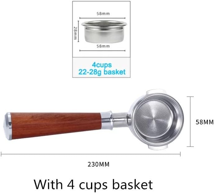 58MM Bottomless Filter Portafilter,Compatibility E61 brewing head, with 1/2/4 cups basket(Type bb) - Image 2