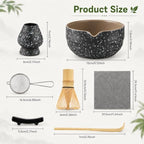 7PCS Matcha Set, Matcha Making Kit Includes Matcha Whisk and Bowl, Tea Lid, Scoop, Strainer and Match Whisk Holder, Tea Towel, Matcha Whisk Set for Matcha Lovers (Black) - Image 2