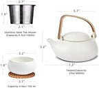 ZENS Japanese Tea Set with 4 Cups, 27oz Ceramic Infuser Pot for Loose Tea - Image 3
