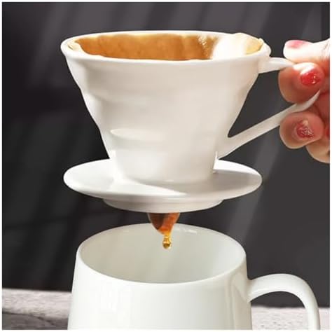 Ceramic Coffee Dripper Engine Style Drip Filter Cup Permanent Pour Over Maker Separate Stand For 1-2 Cups(Filter Set) - Image 3