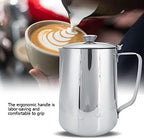Stainless Steel Pitcher, 350ml Milk Pitcher with Lid，Stainless Steel Coffee Cup Mug Milk Frothing Jug for Latte Coffee Art for Office Kitchen (4.13in Height) (Pack of 2) - Image 3