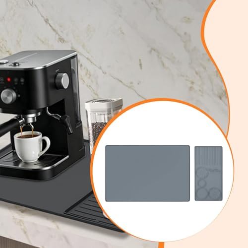 2 Pieces Silicone Espresso Machine Pad Tamper Mat Raised Edges Accessory Suitable for Tea Room Kitchen Coffee Shop, Gray - Image 5