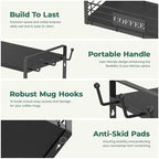 EsLuker.ly Coffee Mug Cup Holder Tree Bar Station Organizer, 2 Tier Black - Image 3