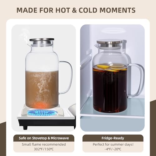 1 Gallon/3.8L Glass Pitcher with Lid and Spout, Borosilicate Glass - Image 3