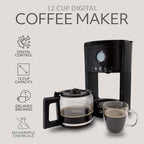 WILLOW 12-Cup Programmable Drip Coffee Maker with Glass Carafe – Delay Brew Coffee Machine with Timer, 1-4 Cup Setting, Keep Warm, Auto Shut-Off & Reusable Filter, Coffee Pot - Black - Image 2