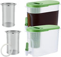 Gerrii 2 Pcs Cold Brew Maker, 1 Gallon Plastic Beverage Dispenser with 2 Filters, Drink Dispenser for Fridge, Cold Brew Pitcher with Spigot, Container for Juice, Water, Tea(Green) by Gerrii