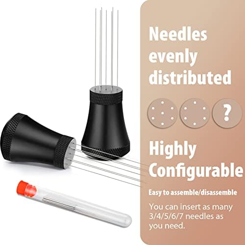 Espresso Distribution Tool and Tamper 53.3mm Set, 0.35mm 7 Needles Espresso Coffee Stirrer with Extra 7 Replaceable Needles, Calibrated Dual Spring Loaded Barista Tamper - Image 4