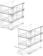 6 Pack Stackable Storage Drawers,Plastic Organizers Bins, Drawers Storage with Handles and Movable Dividers for Organization and Storage in Fridge,Bathroom, Pantry, Kitchen Cabinets, Under Sink by Unknown