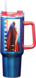 Spoontiques Superman Legacy 40oz Stainless Steel Travel Mug - Double Wall Stainless Steel with Sliding Lock Travel Lid - 11" Tall by Spoontiques