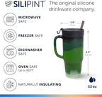Silipint 32oz Silicone Tumbler with Handle, Flip Lid and Straw – BPA-Free, Non-Toxic, Freezer, Microwave, Dishwasher Safe Tumbler – Perfect for Tea, Smoothies (Evergreen) Pack of 1 - Image 2