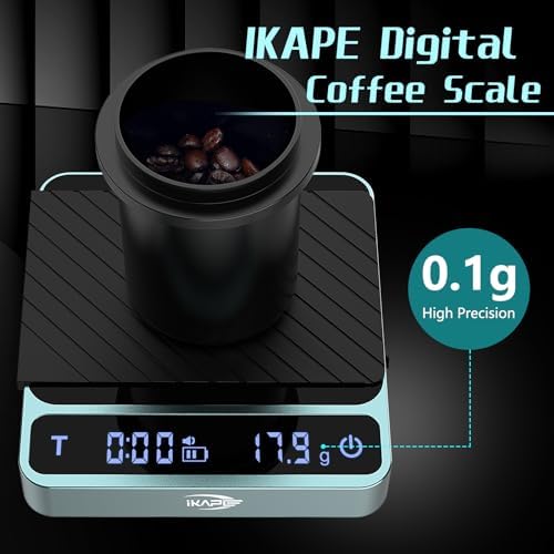 IKAPE Digital Coffee Scale, Premium Aluminium Espresso Scales with Timer, 2kg/0.1g High Precision Rechargeable Drip Espresso Scale with Tare Function, LED Display(Green) - Image 3
