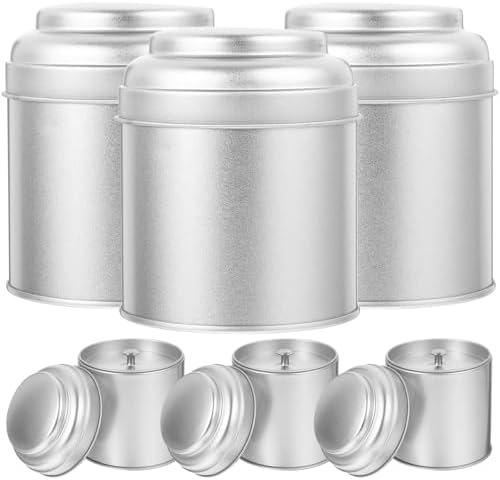 HANABASS 6pcs Airtight Double Lids Tea Tins Set Metal Loose Leaf Tea Bag Storage Jars with Lids Portable Food Storage Containers for Kitchen Organization and Candy Sugar by HANABASS