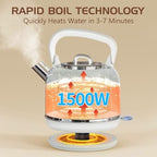 Electric Tea Kettle, 1500W Electric Kettle for Boiling Water, Food Grade Stainless Steel 2L Tea Kettle with Ergonomic Handle, Hot Water Boiler Auto Shut-off, Boil-Dry Protection - Image 2