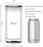 Sun's Tea (Set of 2) 20oz (600ml) Ultra Clear Strong Double Wall Insulated Thermo Glass Tumbler V3 Highball Glass for Beer/cocktail/lemonade/iced Tea/Smoothie (Real Borosilicate Glass, Not Plastic) - Image 4