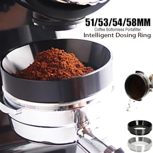 Aluminum Smart Coffee Dosing Ring for Beer Mug Coffee Powder Tool Espresso Barista for 51 53 54 58MM Coffee Filter Tamper Dosing Funnel 54mm(Black) - Image 2