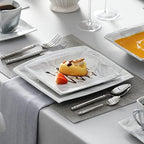 MALACASA Dinnerware Sets, 30 Piece Porcelain Plates and Bowls Sets for 6, Square Dish Set with Dinner Plates Set, Cup and Saucer, Modern Dishware Dishes Microwave Safe, Marble Grey, Series Blance - Image 5