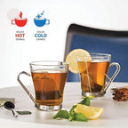 Bormioli Rocco OSLO Glass Coffee Mug - 7 ½ Ounce Espresso Cups (4 Pack) with Metal Handle Perfect Tea Glasses for hot and cold beverages, Thermal Shock Resistant, Tempered Glass, for Latte, Cappuccino - Image 6