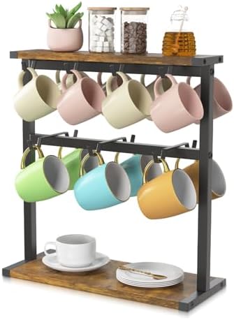 EsLuker.ly Coffee Mug Holder Cup Tree Rack for Coffee Bar Countertop by EsLukerly
