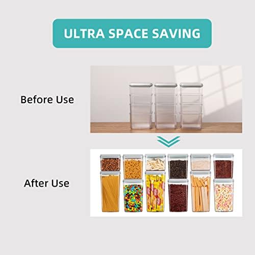 Ankou Food Storage Containers Pop Airtight Food Storage Containers with Lids for Kitchen Pantry Organizing Cereal Snack Flour Sugar Coffee Spaghetti Stackable - 8 Pcs (1.2, 2.0, 2.7, 3.3qt)*2 - Image 2