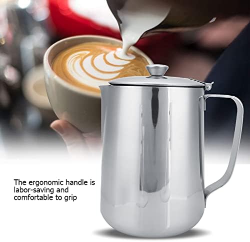 Zerodis Milk Frother Cup, Stainless Steel Milk Frothing Pitcher Latte Cup with Ergonomic Handle Spout Coffee Cup Mug Metal Steamer Cup for Home Coffee Milk Making (2000ml) - Image 3