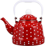DOITOOL Enamel Teapot Cast Iron Stovetop Tea Kettle Red Vintage Tea Kettle for Boiling Water Kitchen Pot for Home Entertaining Housewarming Gift 8.26 X 8.26 X 3.14 in by DOITOOL
