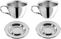 Motta Stainless Steel Espresso Cups and Saucers, Set of 2 by MetallurgicaMottta
