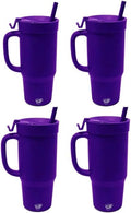 Silipint 32oz Silicone Tumbler with Handle Flip Lid and Straw – BPA-Free Non-Toxic Unbreakable Freezer Microwave Dishwasher Safe Tumbler – Perfect for Tea Cold Water Smoothies Pack of 4 by Silipint