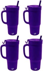 Silipint 32oz Silicone Tumbler with Handle Flip Lid and Straw – BPA-Free Non-Toxic Unbreakable Freezer Microwave Dishwasher Safe Tumbler – Perfect for Tea Cold Water Smoothies Pack of 4 by Silipint
